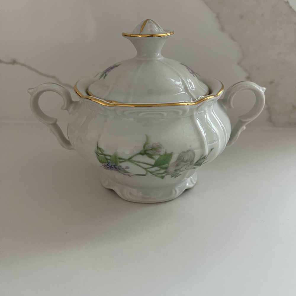 Vintage Fine Bohemian Czech Sugar Bowl